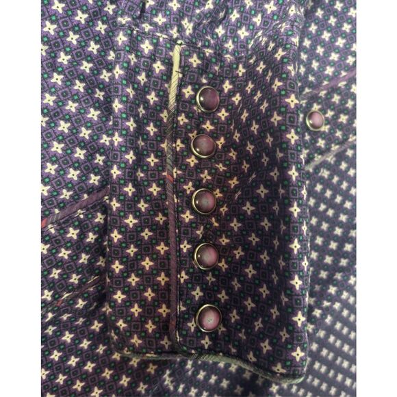 Roper Shirt Womens XL Purple Geometric Pearl Snap Rodeo Western Pockets Rodeo - Picture 5 of 8